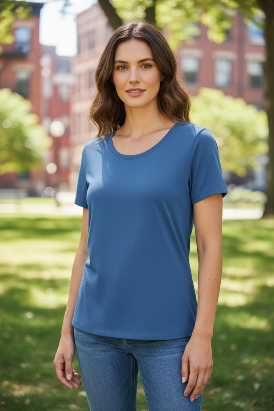 Sonoma Goods For Life Women's Plus Short Sleeve Scoop Neck Tee Size 1X Blue